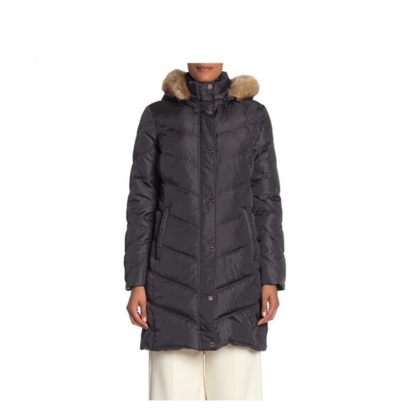 Michael Kors Women's Chevron Puffer Down Coat Faux Fur Hood size XL Nwt - Picture 10 of 10